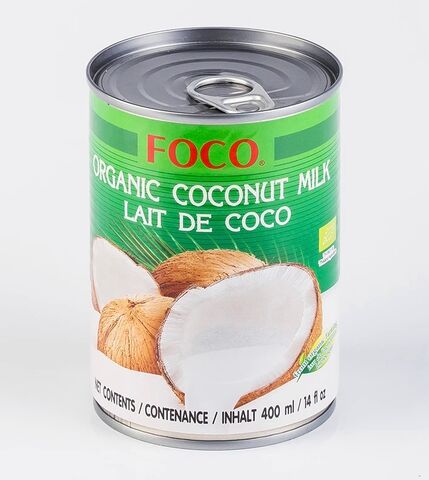 Органическое кокосовое молоко "FOCO" 400 мл, ж/б (растительные жиры 10-12%)
