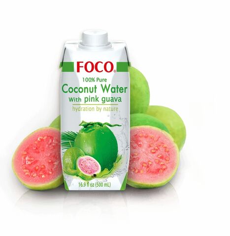 FOCO Кокосовая вода с соком розовой гуавы, без газы, упаковка 3шт по 330мл