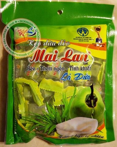 Вьетнамские кокосовые конфеты с панданом Май Лан 250гр.